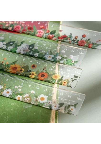 Bir Stil 15 cm Papatya Gül Cetvel Çok Fonksiyonlu Diy Çizim Araçları Öğrenci Çiçek Cetveller Çift Görevli Okul Ofis Malzemeleri Escolar (Yurt Dışından) fırsatları