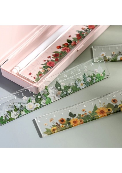 Bir Stil 15 cm Papatya Gül Cetvel Çok Fonksiyonlu Diy Çizim Araçları Öğrenci Çiçek Cetveller Çift Görevli Okul Ofis Malzemeleri Escolar (Yurt Dışından) indirimleri
