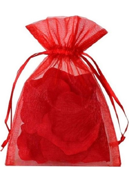 10 Adet Şeffaf Kırmızı Bez Kına Düğün Mevlüt Sünnet Hediye Kesesi Kese 14 cm x 12 cm Çanta