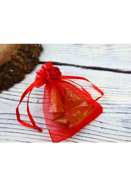 10 Adet Şeffaf Kırmızı Bez Kına Düğün Mevlüt Sünnet Hediye Kesesi Kese 14 cm x 12 cm Çanta