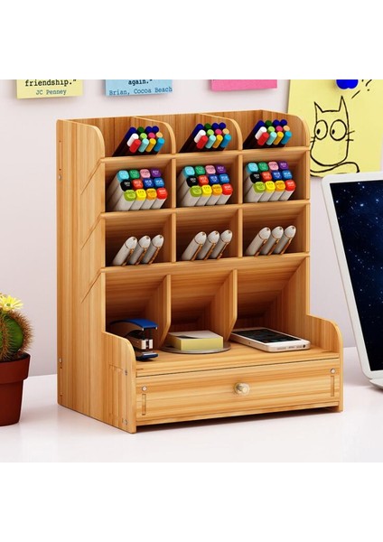 A1 Stili Sharkbang Büyük Kapasiteli Ahşap Masa Üstü Organiser Tutucu Kalem Kalem Çeşitli Eşyalar Rozet Tutucu Saklama Kutusu Ofis Kırtasiye (Yurt Dışından) fiyatları