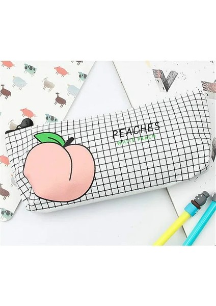 D Tarzı Şeftali Kalemleri Seviyorumçantalar Kawaii Kız Kalem Kutusu Dayanıklı Büyük Kapasiteli Okul Malzemeleri Kırtasiye (Yurt Dışından)