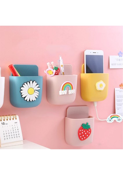 Beyaz Stil Sevimli Masa Düzenleyici Raf Kalemlik Kendinden Yapışkanlı Duvara Monte Saklama Kutusu Kawaii Kırtasiye Çeşitli Eşyalar Organizatör Okul Malzemeleri (Yurt Dışından) fırsatları