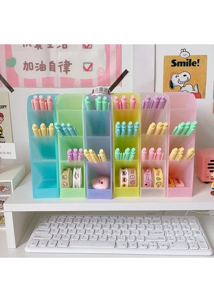 Mor Tarzı Çoklu Izgaralar Eğik Kalemlik Macaron Renk Kırtasiye Kalem Organizatör Saklama Kutusu Kawaii Masaüstü Aksesuarları Okul Malzemeleri (Yurt Dışından) fiyatları