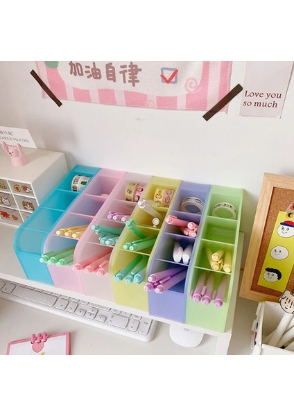 Mor Tarzı Çoklu Izgaralar Eğik Kalemlik Macaron Renk Kırtasiye Kalem Organizatör Saklama Kutusu Kawaii Masaüstü Aksesuarları Okul Malzemeleri (Yurt Dışından) fırsatları
