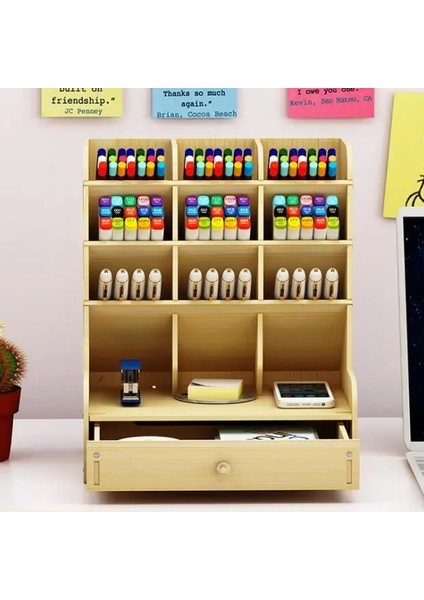 A1 Stili Sharkbang Büyük Kapasiteli Ahşap Masa Üstü Organiser Tutucu Kalem Kalem Çeşitli Eşyalar Rozet Tutucu Saklama Kutusu Ofis Kırtasiye (Yurt Dışından) modelleri