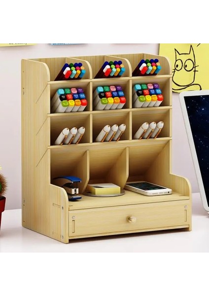 A1 Stili Sharkbang Büyük Kapasiteli Ahşap Masa Üstü Organiser Tutucu Kalem Kalem Çeşitli Eşyalar Rozet Tutucu Saklama Kutusu Ofis Kırtasiye (Yurt Dışından) indirimleri