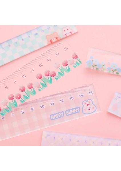 No.4 Stili Şeffaf Çiçek Cetvel Okul Malzemeleri 15 cm Çizim Aracı Okula Dönüş Fournitures Scolaires Kawaii Kırtasiye Okul Kuralları (Yurt Dışından) indirimleri
