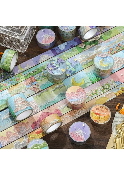 C Stili Ada Bulut Duman Serisi Maskeleme Washi Bant Eski Yağlıboya Dekoratif Yapışkan Bant Diy Scrapbooking Ins Etiket Etiket (Yurt Dışından)