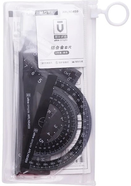 Siyah Stil Et Alüminyum Alaşımlı Cetvel Seti Öğrenci Kırtasiye Cetvel 15 cm Üçgen Cetvel Ölçme Açıölçer Seti Üçgen Kural (Yurt Dışından)