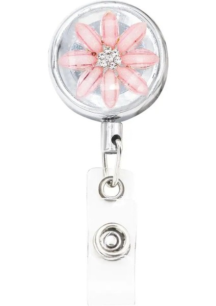 K156 Stili Idclip Bling Flowers Inci Rozet Makarası Id Geri Çekilebilir Rozet Tutucu Kemer Klipsleri Metal Ağır Hizmet Tipi Çelik Tel Kordon 3'lü Paket (Yurt Dışından)