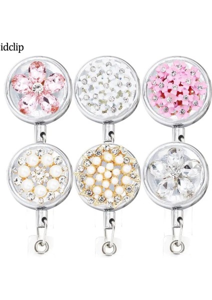 K156 Stili Idclip Bling Flowers Inci Rozet Makarası Id Geri Çekilebilir Rozet Tutucu Kemer Klipsleri Metal Ağır Hizmet Tipi Çelik Tel Kordon 3'lü Paket (Yurt Dışından) fiyatları
