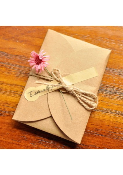 5 Adet Küçük Papatya Stili 5 Adet Mini Zarf Vintage Dıy Kraft Kağıt Davetiye Tebrik Kartı Moda El Yapımı Kuru Çiçek Düğün Parti (Yurt Dışından)