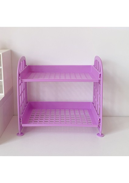 Mor Tarzı Kawaii Macaron Minimalist Masa Masaüstü Organizatör Depolama Rafı Öğrenci Yurdu Katlanır Içi Boş Raf Cilt Bakımı Depolama Rafı (Yurt Dışından)