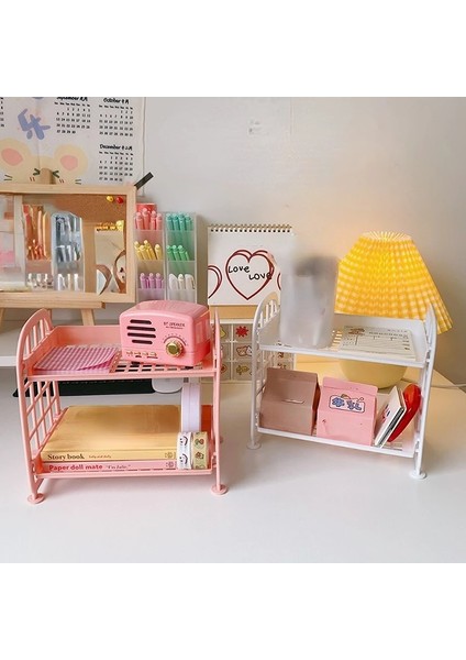 Mor Tarzı Kawaii Macaron Minimalist Masa Masaüstü Organizatör Depolama Rafı Öğrenci Yurdu Katlanır Içi Boş Raf Cilt Bakımı Depolama Rafı (Yurt Dışından) fiyatları