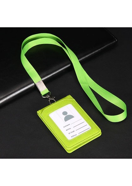 Yeşil Stil Kordonlu Kart Sahibi Boyun Askısı Rozetlik Personel Kimlik Kartı Otobüs Kimlik Sahipleri Kawaii Sabit Plastik Kart Sahibi (Yurt Dışından)