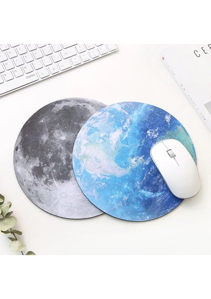 G Tarzı Yuvarlak Göksel Mouse Pad Yumuşak Mat Oyun Bilgisayarı Kapağı Masa Mat Pad Kaymaz Kauçuk Su Geçirmez Ofis Mermer Gezegen Serisi Mat (Yurt Dışından)
