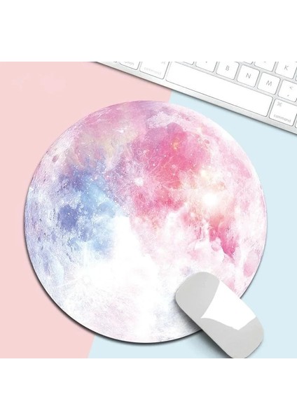 G Tarzı Yuvarlak Göksel Mouse Pad Yumuşak Mat Oyun Bilgisayarı Kapağı Masa Mat Pad Kaymaz Kauçuk Su Geçirmez Ofis Mermer Gezegen Serisi Mat (Yurt Dışından)