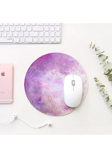G Tarzı Yuvarlak Göksel Mouse Pad Yumuşak Mat Oyun Bilgisayarı Kapağı Masa Mat Pad Kaymaz Kauçuk Su Geçirmez Ofis Mermer Gezegen Serisi Mat (Yurt Dışından)