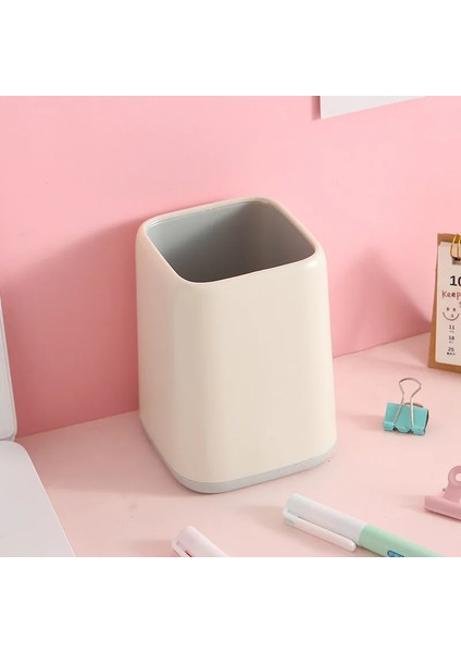 A-Bej Stili Büyük Kapasiteli Kalem Tutucu Masası Kalem Kalem Makyaj Pot Fırça Saklama Kabı Kutu Tutucu Okul Ofis Kırtasiye Organizatör (Yurt Dışından)