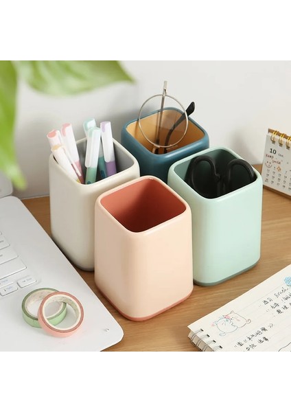 A-Bej Stili Büyük Kapasiteli Kalem Tutucu Masası Kalem Kalem Makyaj Pot Fırça Saklama Kabı Kutu Tutucu Okul Ofis Kırtasiye Organizatör (Yurt Dışından) fiyatları