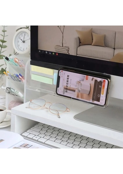Alt Stil Yapışkan Notlar Pano Monitör Memo Burcu Şeffaf Mesaj Panosu Yuvası ile Telefon Standı Güçlü Yapışkanlı Çok Fonksiyonlu Stand Ofis (Yurt Dışından)