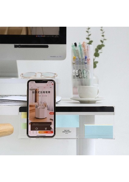 Alt Stil Yapışkan Notlar Pano Monitör Memo Burcu Şeffaf Mesaj Panosu Yuvası ile Telefon Standı Güçlü Yapışkanlı Çok Fonksiyonlu Stand Ofis (Yurt Dışından)