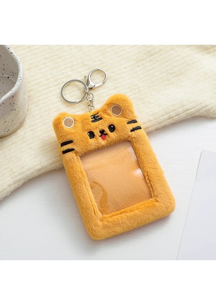 Sarı Stil Sevimli Peluş Fotocard Tutucu Sevimli Karikatür Ayı Tavşan Kaplan Idol Fotoğraf Kol Anahtarlık Kartpostal Koruyucu Kımlık Kredi Durumda (Yurt Dışından)