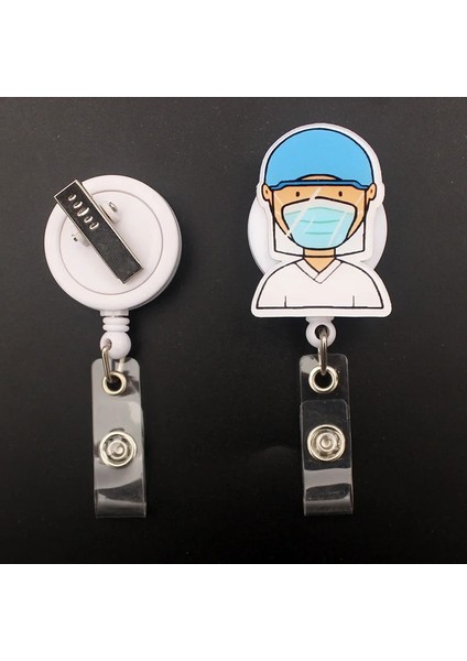 Koyu Gri Tarzı ° Döndür Kadın Doktor Tarzı Geri Çekilebilir Rozet Makarası Hemşire ve Doktor Kart Sahibinin Ofis ve Hastane Malzemeleri Isim Kartı (Yurt Dışından)