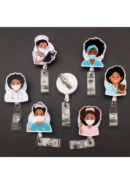 Koyu Gri Tarzı ° Döndür Kadın Doktor Tarzı Geri Çekilebilir Rozet Makarası Hemşire ve Doktor Kart Sahibinin Ofis ve Hastane Malzemeleri Isim Kartı (Yurt Dışından) fiyatları
