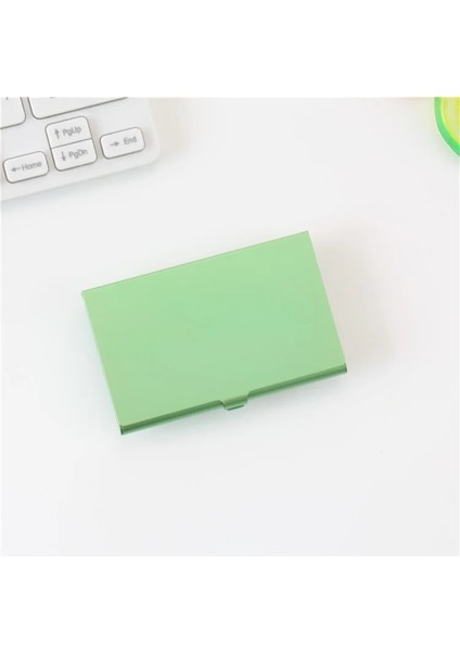 Yeşil Stil Lazer Kazınmış Logo Paslanmaz Çelik Alüminyum Metal Kasa Kutu Iş Kımlık Adı Kredi Kartı Tutucu Kapak Adı Kart Kart Kılıfı (Yurt Dışından)