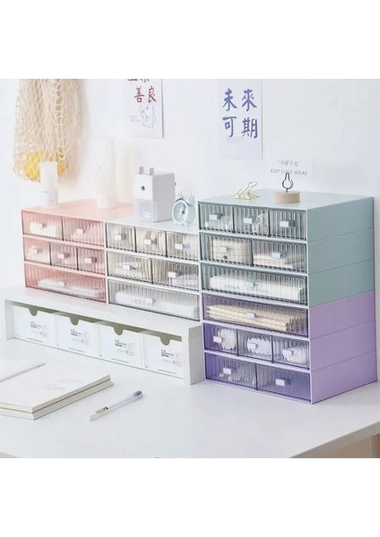 Yeşil Stil Kalem Etiket Şeffaf Çekmece Saklama Kutusu Plastik Öğrenci Masası Kırtasiye Kozmetik Ruj Rafı Toz Geçirmez Organizatörler Kutusu (Yurt Dışından) fiyatları