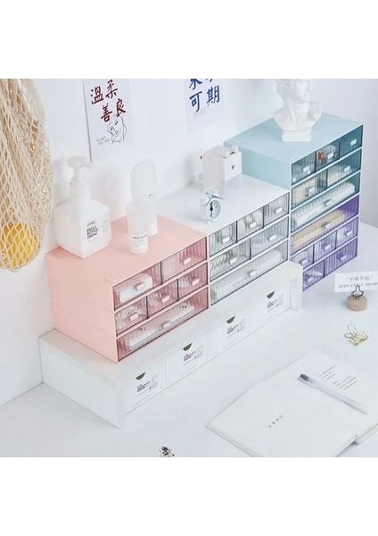 Yeşil Stil Kalem Etiket Şeffaf Çekmece Saklama Kutusu Plastik Öğrenci Masası Kırtasiye Kozmetik Ruj Rafı Toz Geçirmez Organizatörler Kutusu (Yurt Dışından) indirimleri