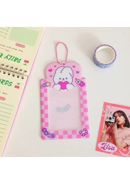 Pembe Stil Mınkys Yeni Varış Kawaii Tavşan Ayı Fotoğraflı Kart Sahibi Kredi Kimliği Banka Kartı Fotoğraf Tutucu Otobüs Kartı Koruyucu Kılıf Kırtasiye (Yurt Dışından)