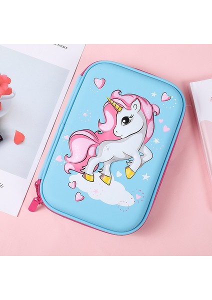 A8 Tarzı 3D Unicorn Kalem Kutusu Okul Sevimli Kalem Kutusu Eva Sert Kabuk Kalem Kutusu Kızlar Kalem Çantası Öğrenci Kalem Çantası Karikatür Kawaii Kırtasiye (Yurt Dışından)