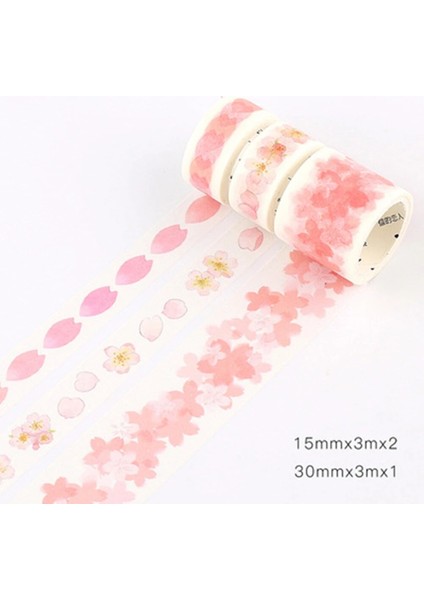 C Stili 3pcsbox Sakura Çiçek Washi Bant Sticker Dıy Scrapbooking Geniş Maskeleme Bandı Dekoratif Kendinden Yapışkanlı Çıkartmalar Kawaii Kırtasiye (Yurt Dışından)