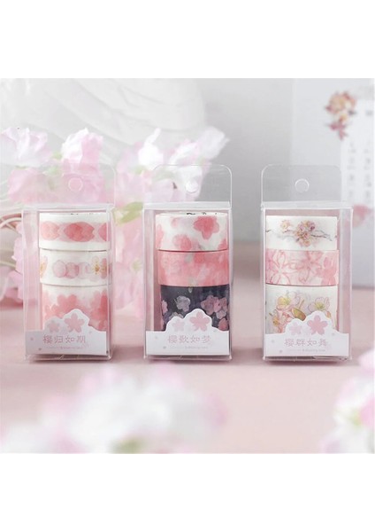 C Stili 3pcsbox Sakura Çiçek Washi Bant Sticker Dıy Scrapbooking Geniş Maskeleme Bandı Dekoratif Kendinden Yapışkanlı Çıkartmalar Kawaii Kırtasiye (Yurt Dışından) indirimleri