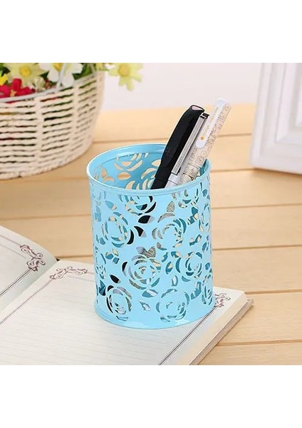 N Tarzı Gül Altın Masa Aksesuarları Sevimli Kalemlik Örgü Masa Düzenleyici Basit Düz Renk Metal Yuvarlak Kare Kalemlik (Yurt Dışından)