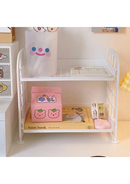 Beyaz Stil Kawaii Macaron Minimalist Masa Masaüstü Organizatör Depolama Rafı Öğrenci Yurdu Katlanır Içi Boş Raf Cilt Bakımı Depolama Rafı (Yurt Dışından) fırsatları
