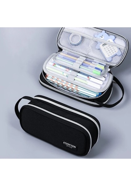 Mor Tarzı Kalem Kutusu Siyah Kırtasiye Kalem Kutusu Trousse Scolaire Büyük Kapasiteli Kalem Kutusu Astuccio Tuval Estuche Okul Kalem Kutuları (Yurt Dışından)