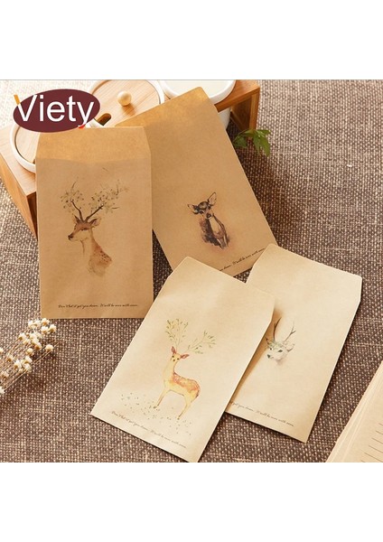 4 Küçük Geyik Stili Çok Eski Geyik Hayvan Kağıt Zarf Scrapbooking Zarflar Küçük Zarflar Kawaii Kırtasiye Hediye (Yurt Dışından) fiyatları