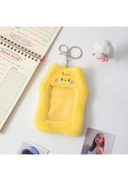 Sarı Tarzı Kawaii Peluş Fotocard Tutucu Kolye Sevimli Tavşan Sevgilisi Idol Kart Sahipleri Otobüs Kartı Proect Kollu Kapak (Yurt Dışından)