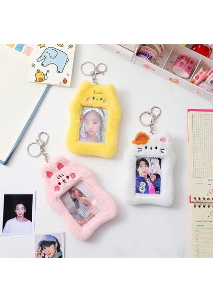 Sarı Tarzı Kawaii Peluş Fotocard Tutucu Kolye Sevimli Tavşan Sevgilisi Idol Kart Sahipleri Otobüs Kartı Proect Kollu Kapak (Yurt Dışından) fiyatları