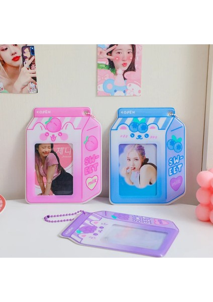 Mavi Stil Kore Süt Şişesi Fotocard Tutucu Ard Seti Karikatür Sevimli Fotoğraf Yıldız Takip Öğrenci Kız Otobüs Kartı Depolama (Yurt Dışından) fırsatları