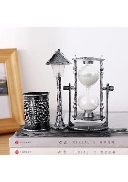 Bir Stil Masa Kalemlik Yaratıcı Retro Kum Saati Sokak Lambası Çok Fonksiyonlu Masa Kırtasiye Depolama Organizatör Veya Dekoratif Süsler (Yurt Dışından)