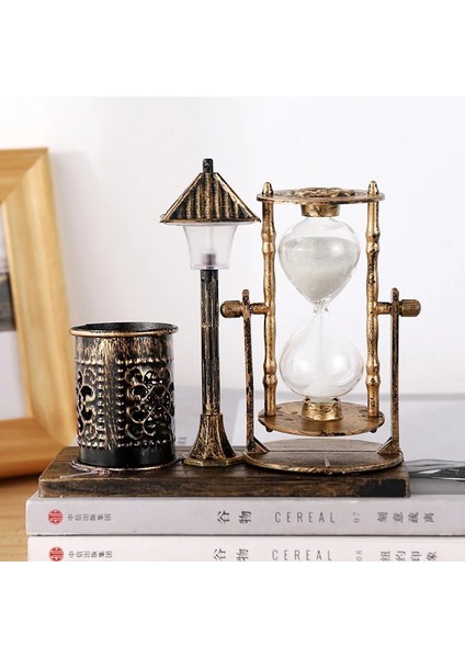 Bir Stil Masa Kalemlik Yaratıcı Retro Kum Saati Sokak Lambası Çok Fonksiyonlu Masa Kırtasiye Depolama Organizatör Veya Dekoratif Süsler (Yurt Dışından) fırsatları