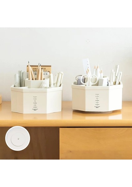 Kahve Tarzı Basit Modern Büyük Kapasiteli Ofis Masaüstü Depolama Sevimli Dönen Kozmetik Depolama Kovası Kalem Tutucu (Yurt Dışından) modelleri
