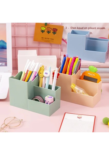 Pembe Tarzı Çok Fonksiyonlu Masaüstü Kalem Tutucu Ofis Okul Saklama Kutusu Renkli Plastik Kutu Masa Kalem Kalem Organizatör Cep Telefonu Braketi (Yurt Dışından) fiyatları