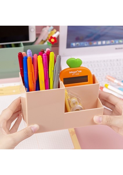 Pembe Tarzı Çok Fonksiyonlu Masaüstü Kalem Tutucu Ofis Okul Saklama Kutusu Renkli Plastik Kutu Masa Kalem Kalem Organizatör Cep Telefonu Braketi (Yurt Dışından) indirimleri