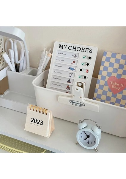 Beyaz Stil Günlük Görev Planlama Kurulu Çocukların Öğrenmesi Için Taşınabilir Planlayıcı Öz-Disiplin Programı Organizasyon Not Kartı Delikli Kart Cihazı (Yurt Dışından) fırsatları